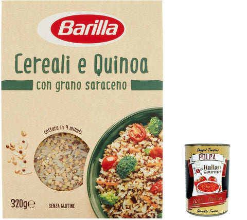 Italian Gourmet E.R. Kaltes Müsli 3x Barilla Cereali e Quinoa, senza glutine, gluten free, Mix Müsli und Quinoa, Gluten -frei, 320g + Italian Gourmet polpa 400g 8076809572415