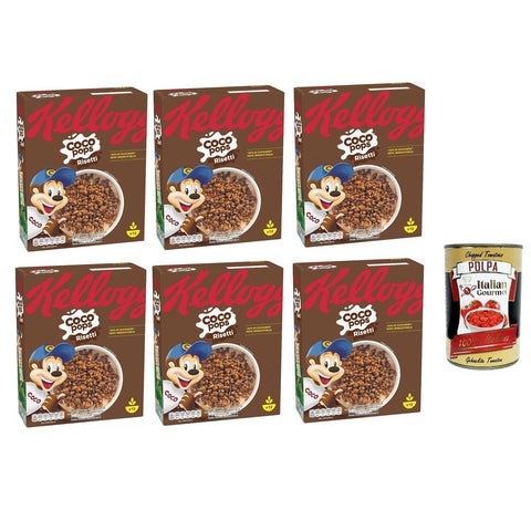 Kelloggs Coco Pops Chicchi di Riso Soffiato al Cacao, Kakao -Puff -Reiskörner 330g 6x Original italienisch inkl. Italian Gourmet Polpa 400g