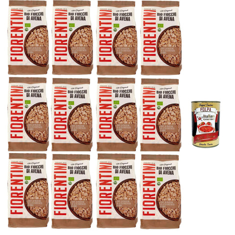 Fiorentini Fiocchi di Avena, Fonte di proteine ad alto contenuto di Fibre Haferflocken, Proteinquelle mit hohem Ballaststoffgehalt 12x500gr Original italienisch inkl. Italian Gourmet Polpa 400g