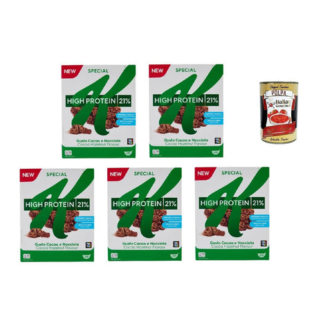 Kellogg's Special K High Protein Cacao e nocciola, Hoher Proteingehalt 21% mit Kakao und Haselnussgeschmack 5x320g Original italienisch Kaltes Müsli