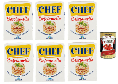 Italian Gourmet E.R. Käse & Alternativen auf Pflanzenbasis Parmalat Chef Besciamella Klassisches Bechamel Sauce zum Kochen 6x 200ml natürliche Zutaten bereit zum Kochen + Italian Gourmet polpa 400g 8032804040014