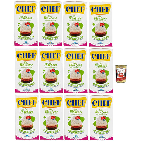 Parmalat Chef Da Montare già zuccherata Gebäckprodukt schon gesüßt Sahne für Desserts, ohne hydrierte Fette, glutenfrei 12x 500ml inkl. Italian Gourmet polpa 400g Original italienisch