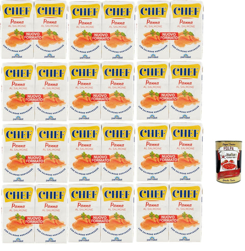Italian Gourmet E.R. Käse & Alternativen auf Pflanzenbasis Parmalat Panna Chef al Salmone Sahne Kochcreme creme mit Lachs, double cream with salmon, 12x (2x125ml) + Italian Gourmet polpa 400g 8032804040014