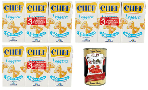 Italian Gourmet E.R. Käse & Alternativen auf Pflanzenbasis Parmalat Panna chef Leggera Sahne Kochcreme creme light Licht, double cream light 3x (3x 125 ml) + Italian Gourmet polpa 400g 8032804040014