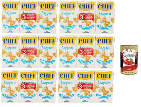 Italian Gourmet E.R. Käse & Alternativen auf Pflanzenbasis Parmalat Panna chef Leggera Sahne Kochcreme creme light Licht, double cream light 6x (3x 125 ml) + Italian Gourmet polpa 400g 8032804040014