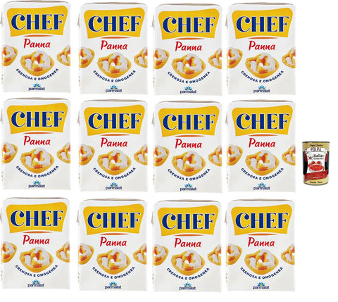 Italian Gourmet E.R. Käse & Alternativen auf Pflanzenbasis Parmalat Panna chef Sahne per cucinare Kochcreme creme fur Koch, double cream for cooking 12x 200ml + Italian Gourmet polpa 400g 8032804040014