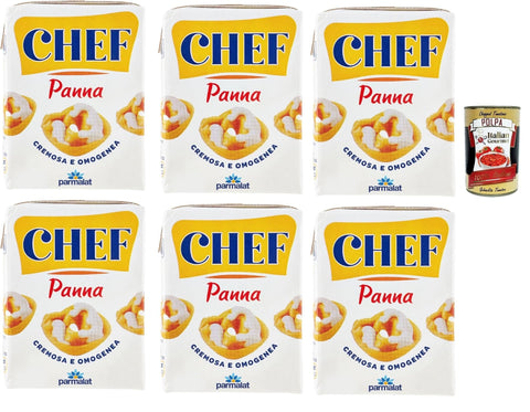 Italian Gourmet E.R. Käse & Alternativen auf Pflanzenbasis Parmalat Panna chef Sahne per cucinare Kochcreme creme fur Koch, double cream for cooking 6x 200ml + Italian Gourmet polpa 400g 8032804040014