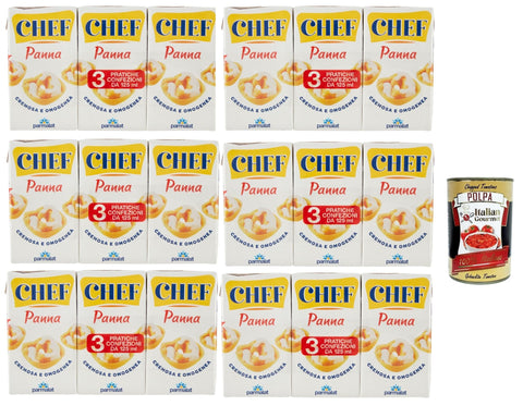 Italian Gourmet E.R. Käse & Alternativen auf Pflanzenbasis Parmalat Panna chef Sahne per cucinare Kochcreme creme fur Koch, double cream for cooking 6x (3x 125ml) + Italian Gourmet polpa 400g 8032804040014