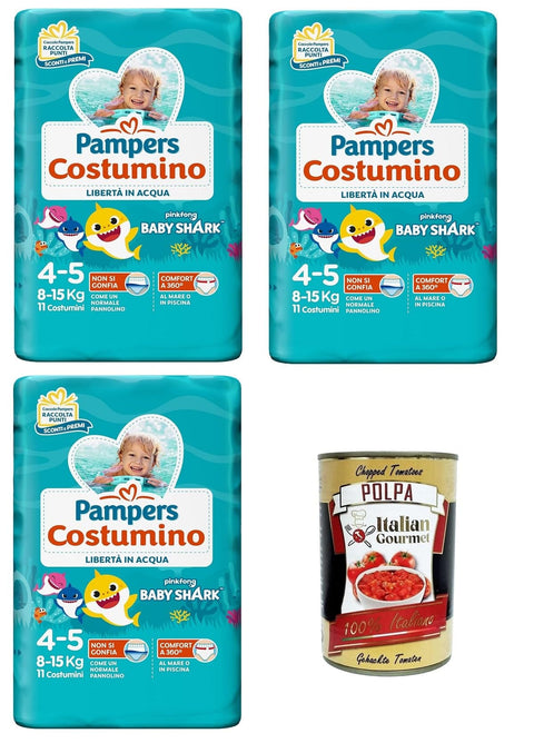 Italian Gourmet E.R. Kategorien Pannolino Costumino Kostümwindel Freiheit im Wasser 3x 198gr Packung mit 11 Kostümen + Italian Gourmet polpa 400g 8032804040014