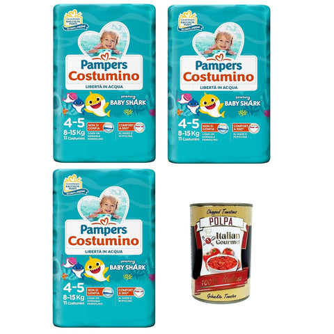Pannolino Costumino Kostümwindel Freiheit im Wasser Packung mit 11 Kostümen 3x 198gr inkl. Italian Gourmet polpa 400g Original italienisch