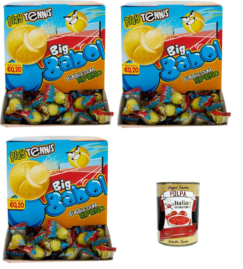 Big Babol Play Tennis,weicher Kaugummi,Zitronengeschmack,glutenfrei,Packung mit 600 Einzelportions-Kaugummis,einzeln verpackt zum Teilen,für Kinderpartys und Geburtstage Original italienisch inkl. Italian Gourmet Polpa 400g