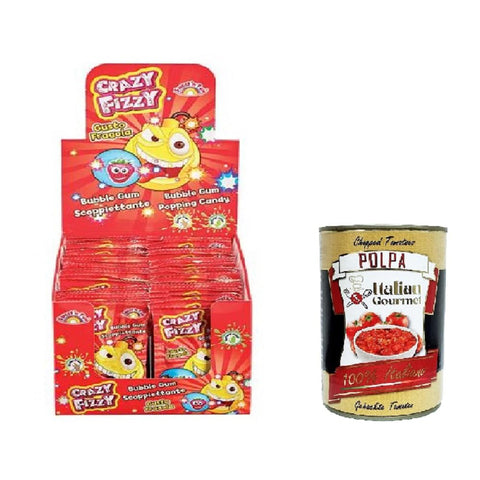 Crazy Fizzy Buble Gum Scoppiettante al gusto di Fragola Kaugummi mit Erdbeergeschmack, Schachtel mit 50 Beutelne 1 Stk Original italienisch Kaugummis
