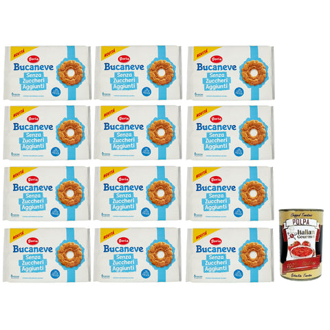 Doria Bucaneve Senza Zuccheri Aggiunti,Ohne Zuckerzusatz,Mürbeteigkekse Kekse mit frischer Milch,263g Packung, jede Packung enthält 6 Einzelportionen 12x Original italienisch inkl. Italian Gourmet Polpa di Pomodoro 400g Dose