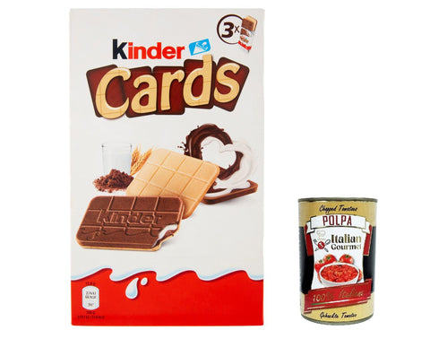 Italian Gourmet E.R. Kekse 12x Kinder Cards Waffel mit scholokade schoko riegel 3 Stück kekse waffel 76.8 g + Italian Gourmet polpa 400g 8000500347508