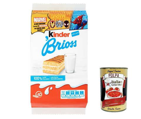 Italian Gourmet E.R. Kekse 12x Kinder Ferrero Brioss Kuchen mit Milch italienisch classic Frühstück brioche kekse 10x30g + Italian Gourmet polpa 400g 8032804040014