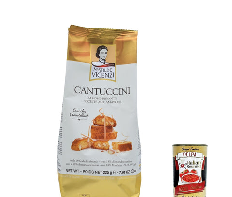 Italian Gourmet E.R. Kekse 12x Matilde Vicenzi Cantuccini Mandel Biscotti, zeitlose klassische italienische authentische Bissgröße-Kekse mit echten ganzen Mandeln 225G 8000350003821
