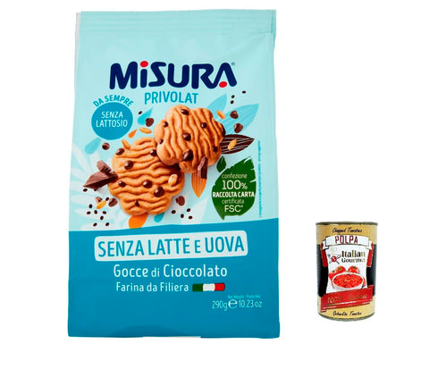 Italian Gourmet E.R. Kekse 12x Misura Biscotti con Gocce di Cioccolato Privolat Kekse mit Schokoladenchips ohne Milch und Eier 290g + Italian Gourmet polpa 400g 8002590040000