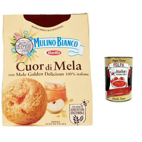 Mulino Bianco Cuor di Mela Kekse mit 100% Äpfeln kuichen biscuits 12x 300 g inkl. Italian Gourmet polpa 400g Original italienisch