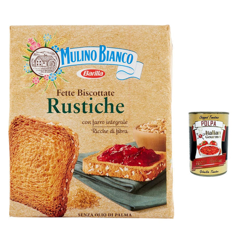 Mulino Bianco Fette biscottate Le Rustiche Zwieback Kekse 12x 315g inkl. Italian Gourmet polpa 400g Original italienisch