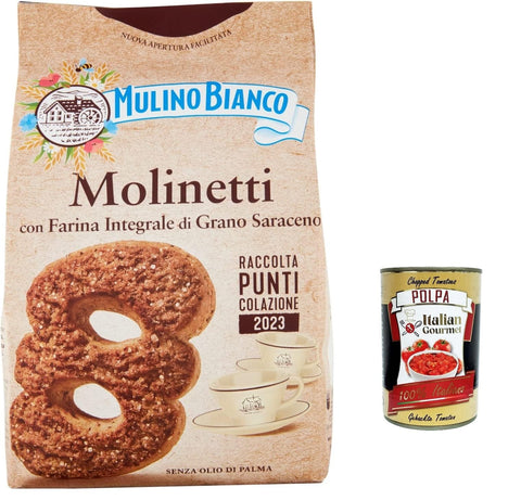 Mulino Bianco Molinetti Biscuits Shortbread Buchweizenkekse, Frühstück voller Geschmack 350 g 12x Original italienisch inkl. Italian giourmet Polpa 400g