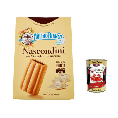 Mulino Bianco Nascondini Shortbread Kekse mit Schokolade zum Anbeißen biscuits cookies 12x 600 g inkl. Italian Gourmet polpa 400g Original italienisch