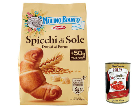 Mulino Bianco Spicchi Di Sole Kekse Golden gebackene Biscuits cookies 400g 12x Original italienisch inkl. Italian Gourmet Polpa 400g