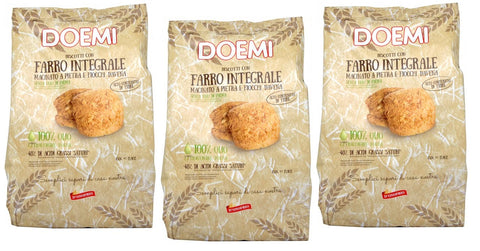 Scotti Doemi Biscotti con Farro Integrale, Kekse mit stein gemahlenem Dinkel Vollkorn 3x450g Original italienisch