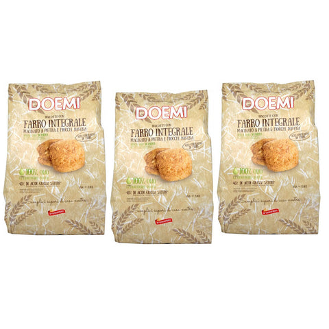 Scotti Doemi Biscotti con Farro Integrale, Kekse mit stein gemahlenem Dinkel Vollkorn 3x450g Original italienisch