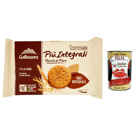 Galbusera PiùIntegrali, 100 % ballaststoffreiche Vollkorn kekse, biscuits cookies 330g 3x Original italienisch inkl. Italian Gourmet Polpa 400g