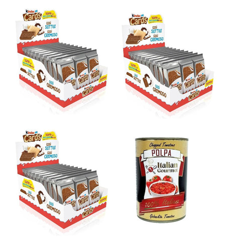 Kinder Cards Waffel mit scholokade schoko riegel 30 Stück kekse waffel 768 g 3x Original italienisch inkl. Italian Gourmet Polpa 400g