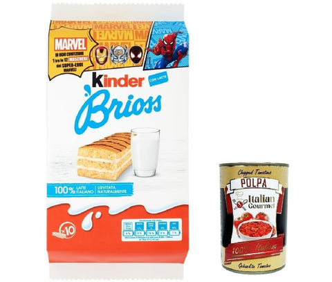 Italian Gourmet E.R. Kekse 3x Kinder Ferrero Brioss Kuchen mit Milch italienisch classic Frühstück brioche kekse 10x30g + Italian Gourmet polpa 400g 8032804040014