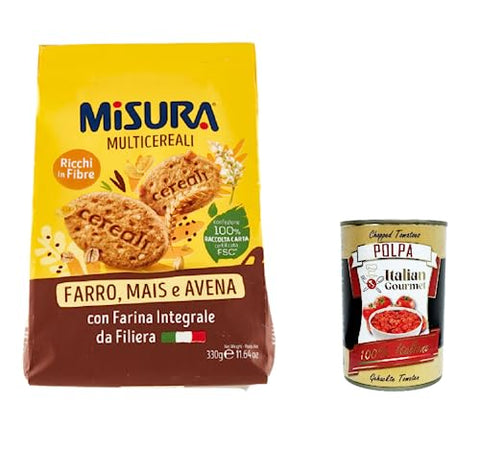 Misura Integrali Mehrkorn-Vollkornkekse mit knusprigen Cerealien 330g 3x Original italienisch inkl. Italian Gourmet Polpa 400g