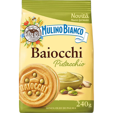 Mulino Bianco Baiocchi Pistacchio, Kekse mit Pistazien und Mürbeteig, ideal zum Frühstück oder Snack, ohne Palmöl 3x 240g inkl. Italian Gourmet Polpa di Pomodoro 400g Dose Original italienisch