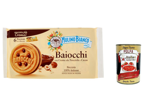 Mulino Bianco Baiocchi Schokolade Biscuits Reigel Kekse Kuchen mit Schokolade 336 g Snack cookies 3x Original italienisch inkl. Italian Gourmet Polpa 400g