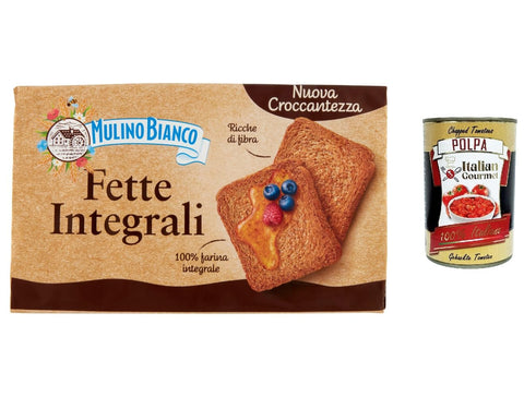 Italian Gourmet E.R. Kekse 3x Mulino Bianco Fette biscottate Le Integrali 630g Vollkorn Zwieback Kekse + Italian Gourmet polpa 400g 8076809512114