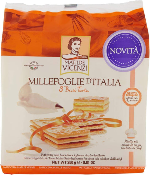 Matilde Vicenzi millefoglie 3 basi torta drei Basen für Kuchen kekse 250g 4x Original italienisch