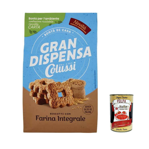 Colussi Biscotti frollini gran dispensa integrali, Vollkornkekse, cookies biscuits 600g 6x Original italienisch inkl. Italian Gourmet Polpa 400g