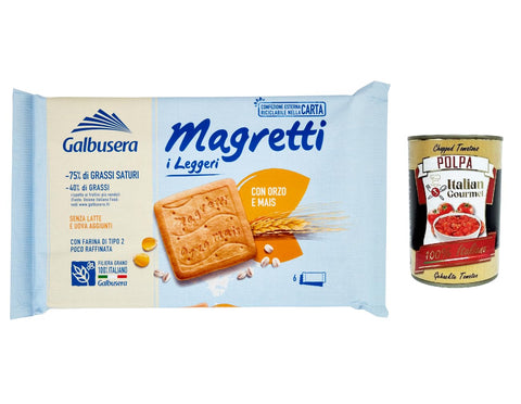 Galbusera Magretti i Leggeri, Kekse mit Gerste und Mais, biscuits cookies 6x 350g inkl. Italian Gourmet polpa 400g Original italienisch