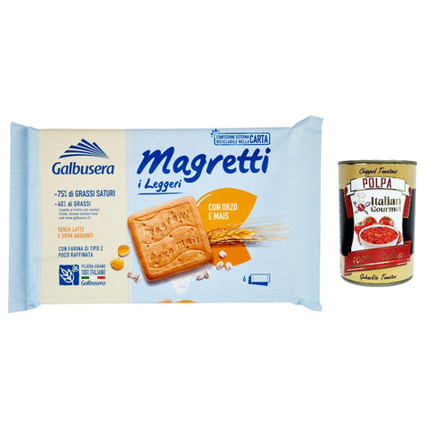 Galbusera Magretti i Leggeri, Kekse mit Gerste und Mais, biscuits cookies 6x 350g inkl. Italian Gourmet polpa 400g Original italienisch
