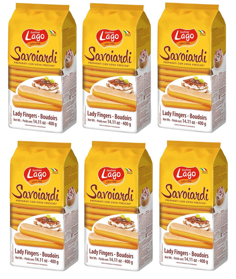 Lago Gastone Lago Savoiardi Traditionelle Sardische Kekse, an der Oberfläche leicht gezuckert mit leichtem Zitronenaroma 6x 400g Original italienisch