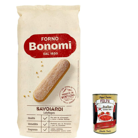 Italienische Löffelbiskuits Savoiardi, Ladyfingers, für Tiramisu, biscuits cookies kekse 400g 6x Original italienisch inkl. Italian Gourmet Polpa 400g