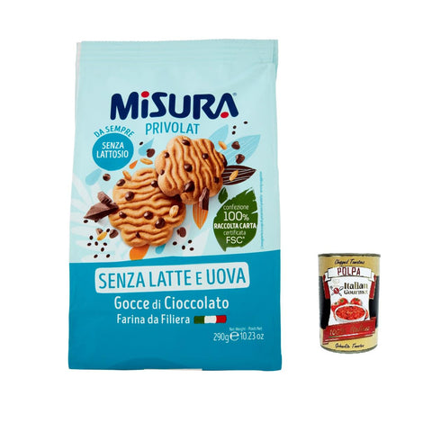 Misura Biscotti con Gocce di Cioccolato Privolat Kekse mit Schokoladenchips ohne Milch und Eier 6x290g Original italienisch