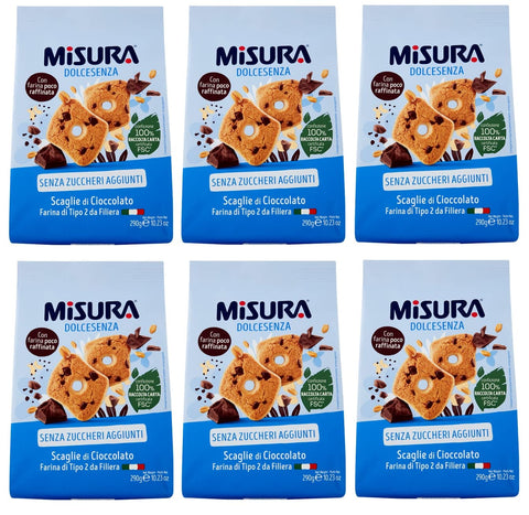 Misura Dolcesenza Biscotti con Scaglie di Cioccolato Kekse mit Schokoladenstückchen Ohne Zuckerzusatz Packung mit 290g 6x Original italienisch inkl. Italian Gourmet Polpa di Pomodoro 400g Dose