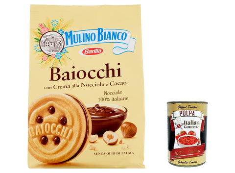 Mulino Bianco Baiocchi Schokolade Biscuits Reigel Kekse Kuchen mit Schokolade 260 g Snack cookies 6x Original italienisch inkl. Italian Gourmet Polpa 400g
