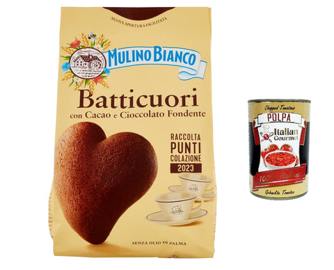Italian Gourmet E.R. Kekse 6x Mulino Bianco Batticuori Cocoa Shortbread Kekse mit Kakao, 350g + Italian gourmet polpa 400g 8076809580700