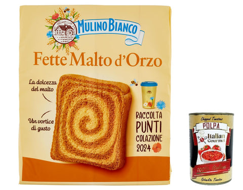 Italian Gourmet E.R. Kekse 6x Mulino Bianco Fette Biscottate Malto d'Orzo, Zwieback mit Gerstenmalz 315g + Italian Gourmet polpa 400g 8032804040014