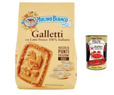 Mulino Bianco Galletti Kekse mit 100 % italienischer Frischmilch 350 g Biscuits cookie 6x Original italienisch inkl. Italian Gourmet Polpa 400g