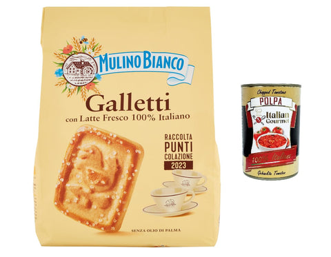 Mulino Bianco Galletti Kekse mit 100% Frischmilch Biscuits cookie 6x 800 g inkl. Italian Gourmet polpa 400g Original italienisch