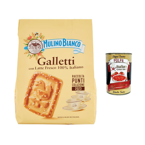Mulino Bianco Galletti Kekse mit 100% Frischmilch Biscuits cookie 6x 800 g inkl. Italian Gourmet polpa 400g Original italienisch