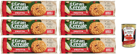 Italian Gourmet E.R. Kekse 6x Mulino bianco Gran Cereale frutta, Frucht Kekse, voller Ballaststoffe 250g + Italian Gourmet polpa 400g 8076809514064